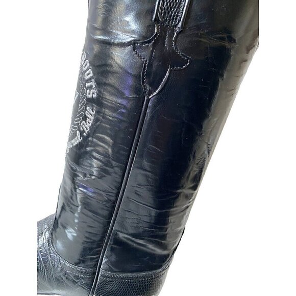Lucchese Exotic Lizard Boots Mens 9.5 B Black Embroidered Black Tie & Boots Ball - Picture 11 of 16